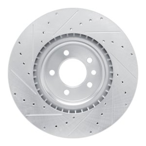 Land Rover Discovery Brake Rotor (1) - Front Right - R1 Concepts - Drilled & Slotted - Silver - `18-`24